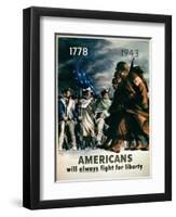 Americans Will Always Fight for Liberty', 2nd World War Poster, 1943-null-Framed Premium Giclee Print