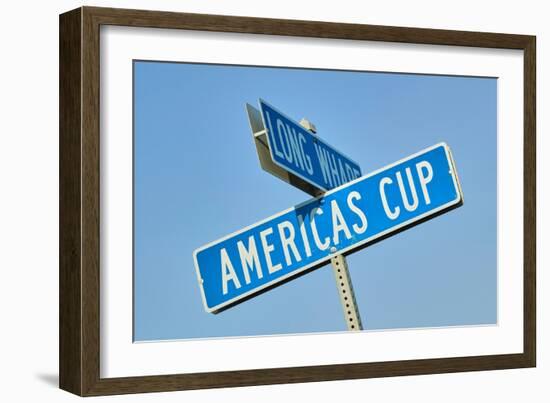 "Americas Cup" street sign in Newport, Rhode Island-null-Framed Photographic Print