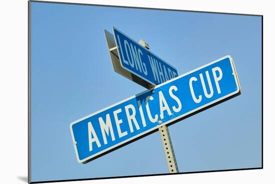 "Americas Cup" street sign in Newport, Rhode Island-null-Mounted Photographic Print