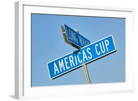 "Americas Cup" street sign in Newport, Rhode Island-null-Framed Photographic Print