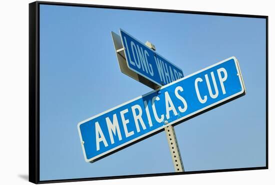 "Americas Cup" street sign in Newport, Rhode Island-null-Framed Stretched Canvas