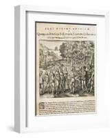 Amerigo Vespucci Discovers the Primitive Population on the Orinoco Delt-Theodore de Bry-Framed Giclee Print