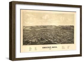 Amherst, Massachusetts - Panoramic Map-Lantern Press-Framed Art Print