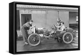 Amherst Villiers and a Mechanic Taking the Revs of a Bugatti Cordon Rouge, C1920S-null-Framed Stretched Canvas