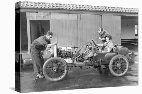 Amherst Villiers and a Mechanic Taking the Revs of a Bugatti Cordon Rouge, C1920S-null-Stretched Canvas