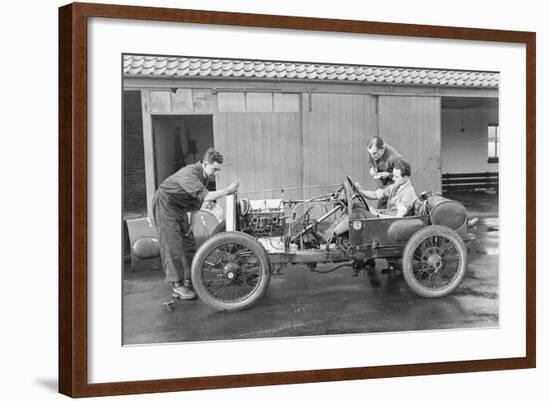 Amherst Villiers and a Mechanic Taking the Revs of a Bugatti Cordon Rouge, C1920S-null-Framed Photographic Print