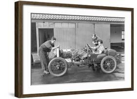 Amherst Villiers and a Mechanic Taking the Revs of a Bugatti Cordon Rouge, C1920S-null-Framed Photographic Print