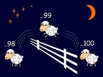 Funny Cartoon Sheep Jumping through the Fence-Amicabel-Art Print