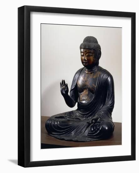 Amida-Nyorai or Buddha Amitabha, Seated While Listening, Bronze Statue, Japan-null-Framed Giclee Print