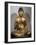 Amida-Nyorai or Buddha Amitabha, Seated While Preaching, Lacquered and Gilded Wooden Statue, Japan-null-Framed Giclee Print