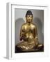 Amida-Nyorai or Buddha Amitabha, Seated While Preaching, Lacquered and Gilded Wooden Statue, Japan-null-Framed Giclee Print