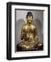 Amida-Nyorai or Buddha Amitabha, Seated While Preaching, Lacquered and Gilded Wooden Statue, Japan-null-Framed Giclee Print