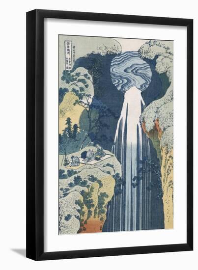 Amida Waterfall on the Kiso Highway, from series 'A Journey to the Waterfalls of all the Provinces'-Katsushika Hokusai-Framed Premium Giclee Print