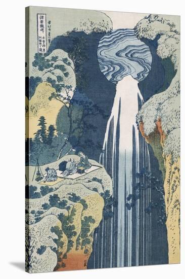 Amida Waterfall on the Kiso Highway, from series 'A Journey to the Waterfalls of all the Provinces'-Katsushika Hokusai-Stretched Canvas