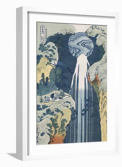 Amida Waterfall on the Kiso Highway'-Katsushika Hokusai-Framed Premium Giclee Print