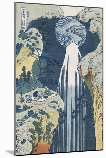 Amida Waterfall on the Kiso Highway'-Katsushika Hokusai-Mounted Premium Giclee Print