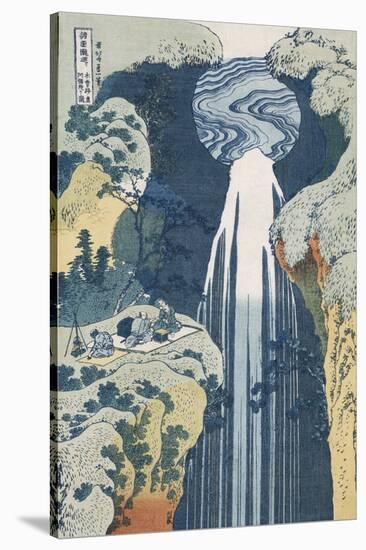 Amida Waterfall on the Kiso Highway'-Katsushika Hokusai-Stretched Canvas