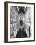 Amiens Cathedral Showing High Vaulted Arches, Rose Window in Distance, Sublime Gothic Expression-Nat Farbman-Framed Photographic Print