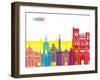 Amiens Skyline Pop-paulrommer-Framed Art Print