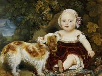 A Young Child with a Brown and White Spaniel by a Leafy Bank, 19th Century-Amila Guillot-saguez-Mounted Giclee Print