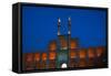 Amir Chakhmagh Complex floodlit, Yazd, Iran, Middle East-James Strachan-Framed Stretched Canvas