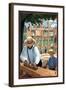 Amish Barnraising Scene-Lantern Press-Framed Art Print