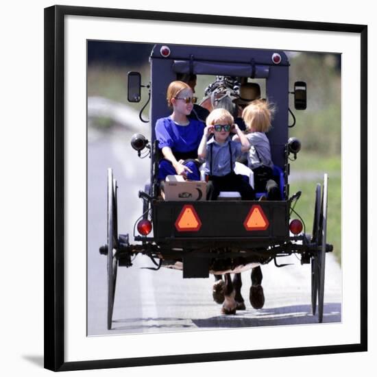 Amish Children Sport Fashion Sunglasses-null-Framed Photographic Print