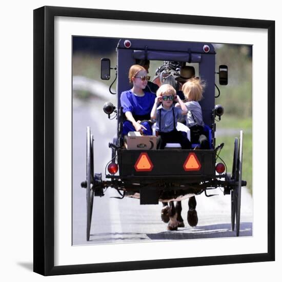 Amish Children Sport Fashion Sunglasses-null-Framed Photographic Print