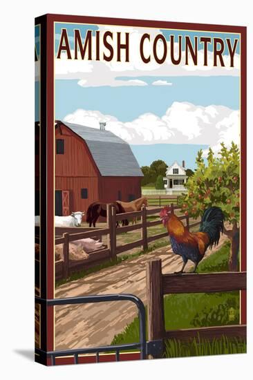 Amish Country - Farmyard Scene-Lantern Press-Stretched Canvas