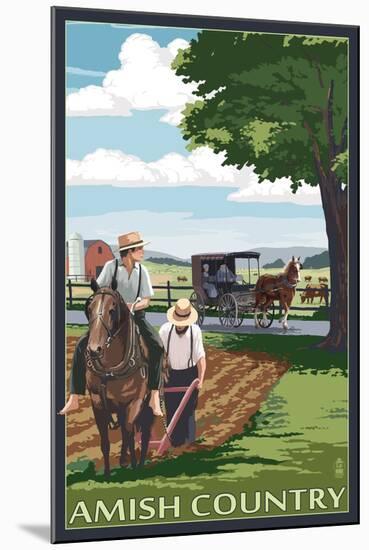 Amish Country - Field Scene-Lantern Press-Mounted Art Print