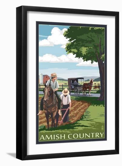 Amish Country - Field Scene-Lantern Press-Framed Art Print