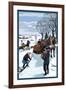 Amish Gathering Firewood Winter Scene-Lantern Press-Framed Art Print