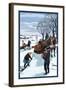 Amish Gathering Firewood Winter Scene-Lantern Press-Framed Art Print