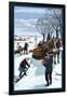 Amish Gathering Firewood Winter Scene-Lantern Press-Framed Art Print