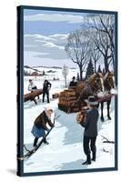 Amish Gathering Firewood Winter Scene-Lantern Press-Stretched Canvas