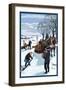 Amish Gathering Firewood Winter Scene-Lantern Press-Framed Art Print