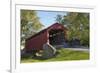 Amish Horse-drawn Buggy, Pool Forge Covered Bridge, built in 1859, Lancaster County, Pennsylvania,-Richard Maschmeyer-Framed Photographic Print