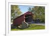 Amish Horse-drawn Buggy, Pool Forge Covered Bridge, built in 1859, Lancaster County, Pennsylvania,-Richard Maschmeyer-Framed Photographic Print