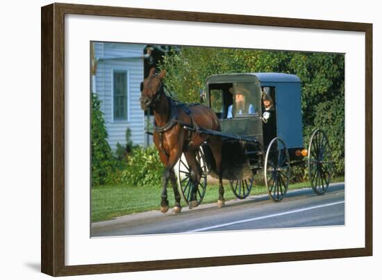 Amish in a carriage, Pennsylvania, USA-null-Framed Art Print