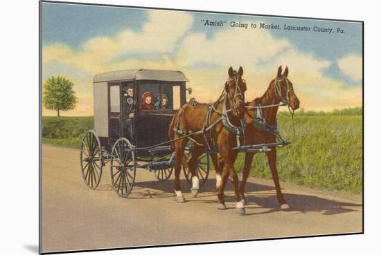 Amish in Carriage, Lancaster County, Pennsylvania-null-Mounted Art Print