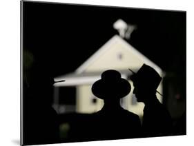 Amish Men in Front of the Schoolhouse Where a Gunman Shot Several Students and Himself-null-Mounted Photographic Print