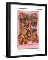 Amities, French Couple on Scooter-null-Framed Art Print