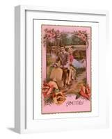 Amities, French Couple on Scooter-null-Framed Art Print