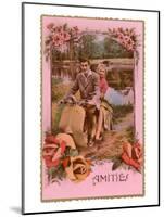 Amities, French Couple on Scooter-null-Mounted Art Print