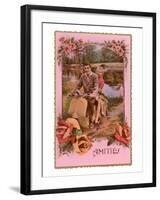 Amities, French Couple on Scooter-null-Framed Art Print