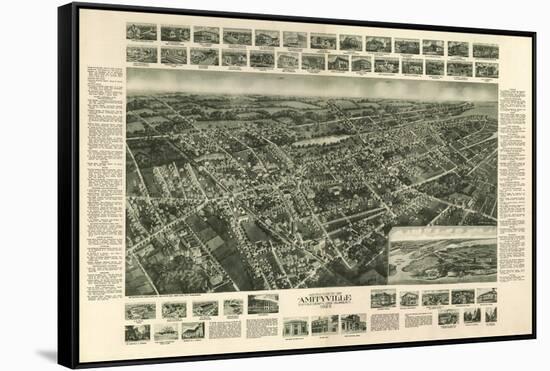 Amityville, New York - Panoramic Map-Lantern Press-Framed Stretched Canvas