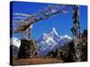 Amma Dablam, Framed by Prayer Flags, One of Most Distinctive Mountains Lining Khumbu Valley, Nepal-Fergus Kennedy-Stretched Canvas