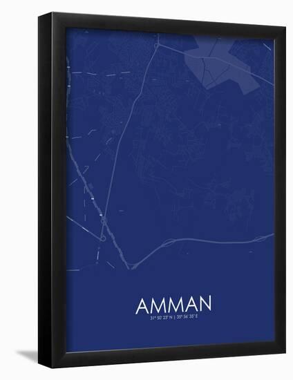Amman, Jordan Blue Map-null-Framed Poster
