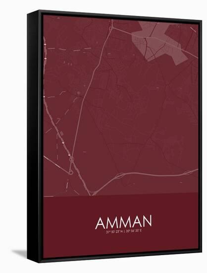 Amman, Jordan Red Map-null-Framed Stretched Canvas