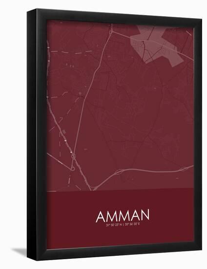 Amman, Jordan Red Map-null-Framed Poster
